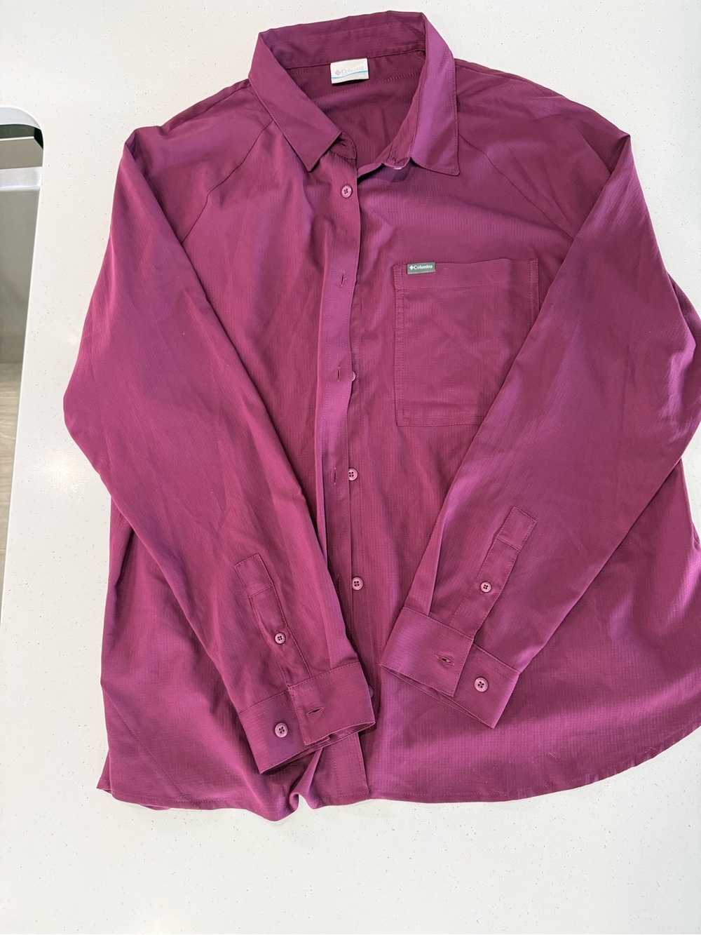Columbia Women’s Long-Sleeve Button-Up Performance Shirt in Maroon